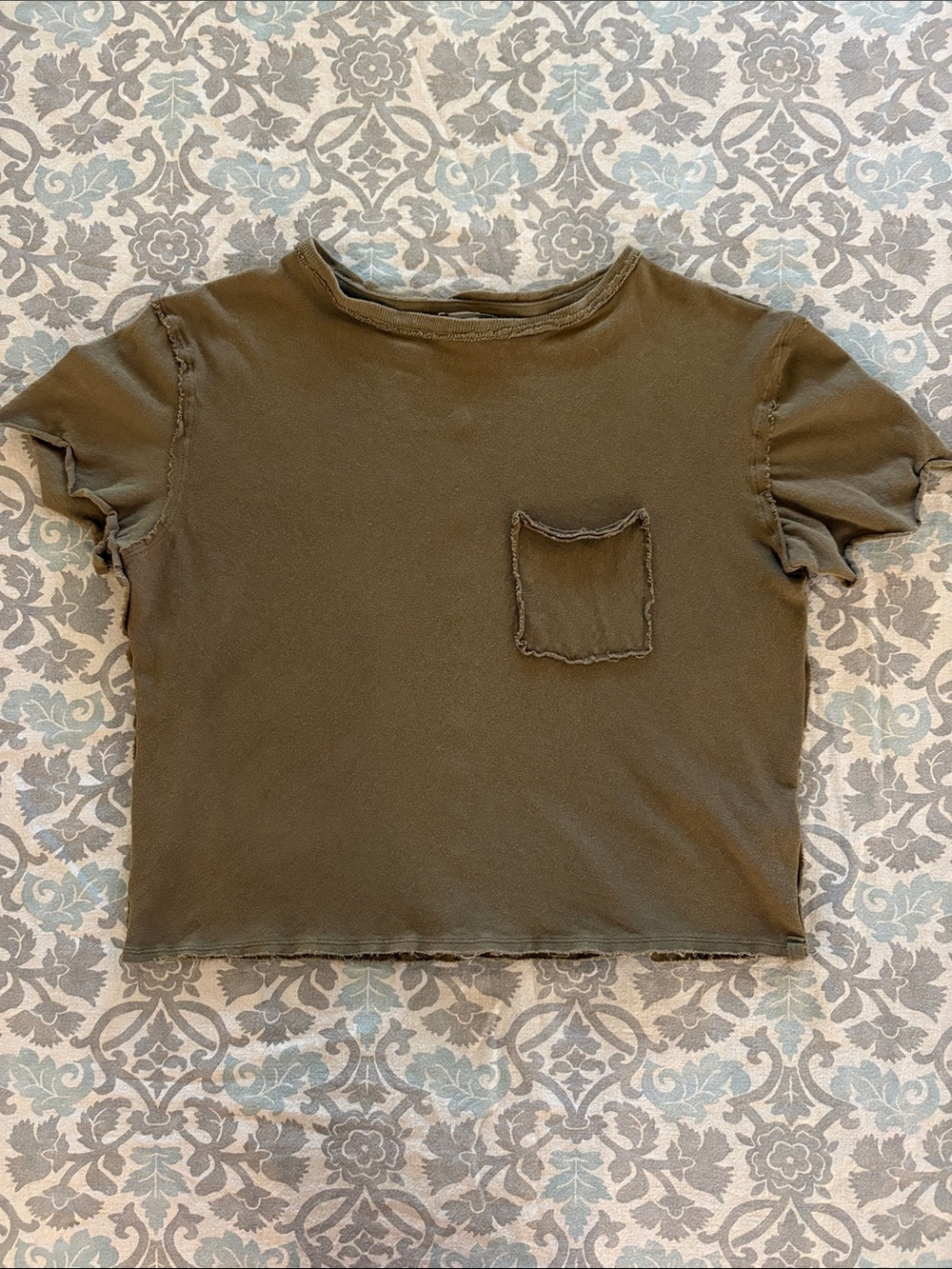 We The Free Olive Green Knit Tee - Globe Logo